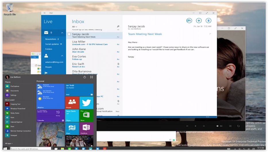 Windows 10 Technical Preview Janvier 2015