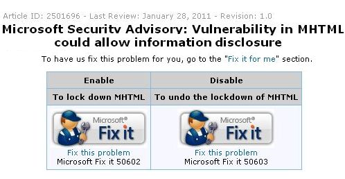 Outil Fix it pour contourner faille dcouverte dans Windows